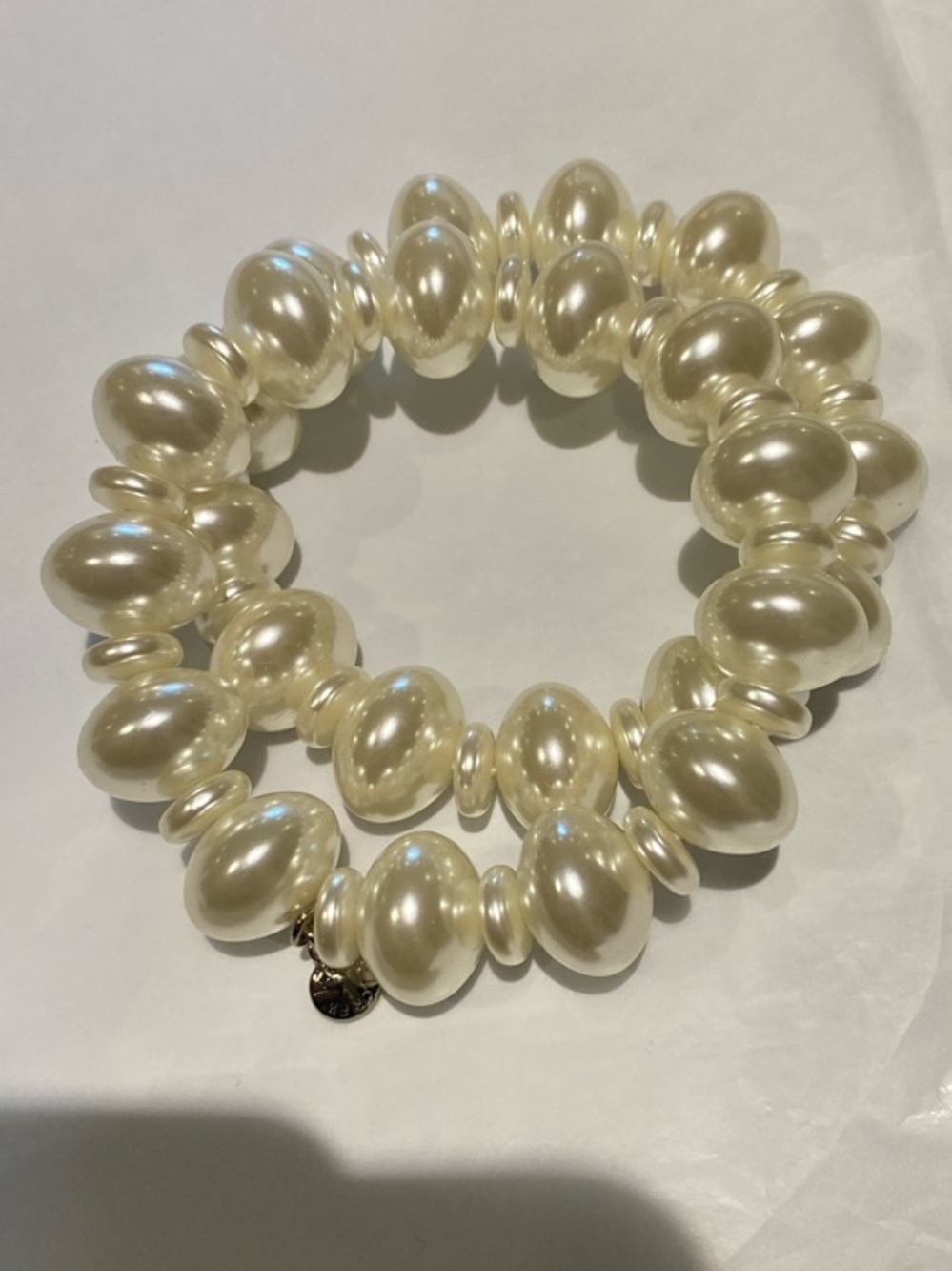 J. Crew Factory Cream Pearl Bead Stretch Bracelet